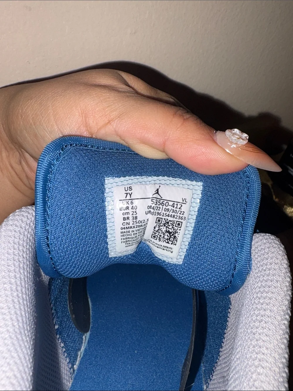 Air Jordan 1 Low-Top Sneakers in White and Blue